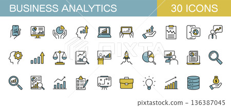 商業分析圖示集（彩色） 136387045