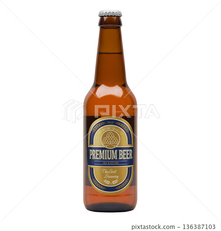 Bottled beer illustration glass realistic 136387103