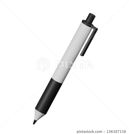 3D illustration of a black ballpoint pen | 3DCG 3D illustration of a black ballpoint pen | 3DCG 136387138