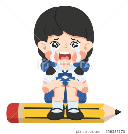 Melancholy Learner Weeping While Atop Writing Tool Melancholy Learner Weeping While Atop Writing Tool 136387170