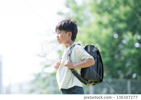 畫面中,一個男孩背著書包在校園裡奔跑,背景是學校建築和綠植,逆光下,這幅畫象徵著未來和希望。 畫面中,一個男孩背著書包在校園裡奔跑,背景是學校建築和綠植,逆光下,這幅畫象徵著未來和希望。 136387277