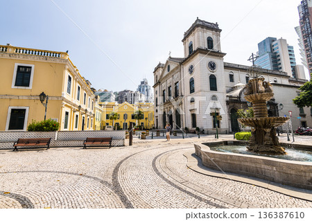 Cathedral Square with the Cathedral of the Our Lady of Nativity and the Bishop's House in Macau are UNESCO World Heritage. Cathedral Square with the Cathedral of the Our Lady of Nativity and the Bishop's House in Macau are UNESCO World Heritage. 136387610