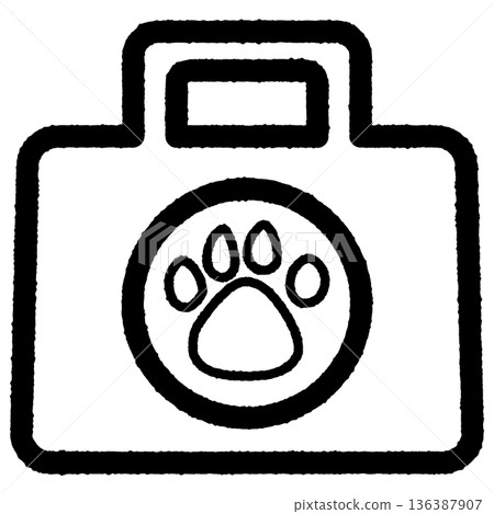 簡單可愛的寵物包和爪印線條畫 簡單可愛的寵物包和爪印線條畫 136387907