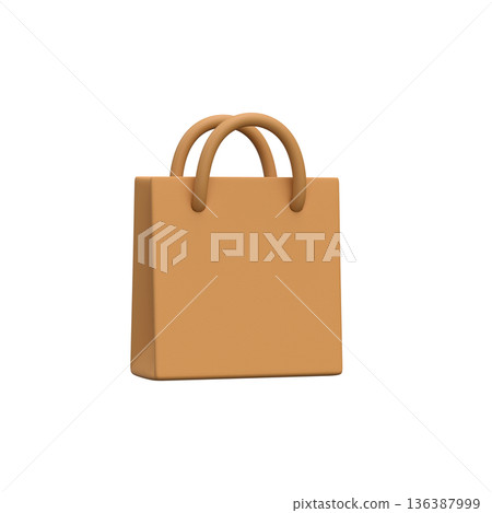 3D icon of a paper shopping bag 3D icon of a paper shopping bag 136387999