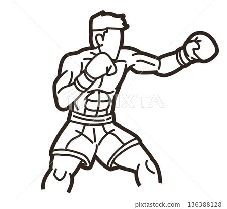 Boxing Sport Kickboxing Muay Thai Boxer Action Cartoon Graphic Vector Boxing Sport Kickboxing Muay Thai Boxer Action Cartoon Graphic Vector 136388128