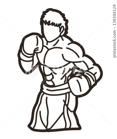 Boxing Sport Kickboxing Muay Thai Boxer Action Cartoon Graphic Vector 136388129
