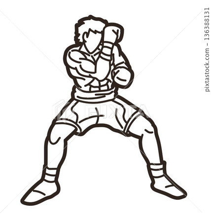 Boxing Sport Kickboxing Muay Thai Boxer Action Cartoon Graphic Vector 136388131