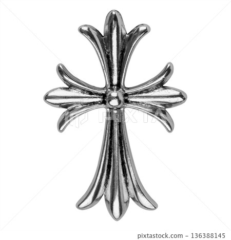 Silver jewelry cross isolated on a white background 136388145
