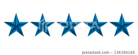 Five blue star rating icon isolated on transparent background 136388188
