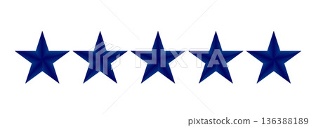 Five navy blue star rating icon isolated on transparent background 136388189
