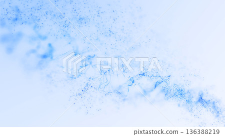 Soft blue particles forming abstract flowing waves over bright clean background. Minimal futuristic energy with smooth dispersion, glowing depth and calm modern digital atmosphere. Soft blue particles forming abstract flowing waves over bright clean background. Minimal futuristic energy with smooth dispersion, glowing depth and calm modern digital atmosphere. 136388219