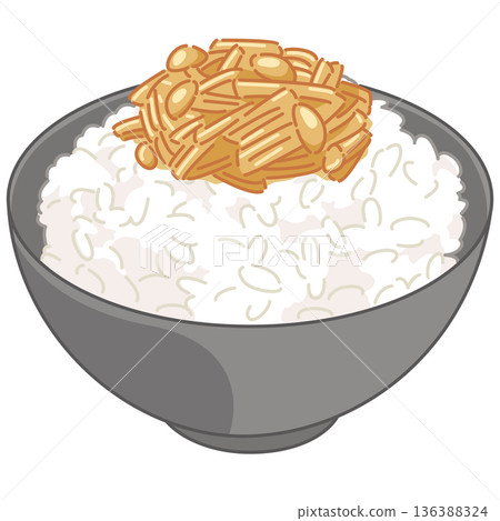 Illustration of nametake mushrooms and rice Illustration of nametake mushrooms and rice 136388324