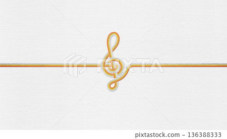 採用水引工藝設計的時尚紙張和高音譜號背景。 136388333