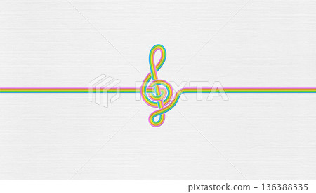 採用水引工藝設計的時尚紙張和高音譜號背景。 136388335