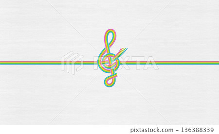 採用水引工藝設計的時尚紙張和高音譜號背景。 136388339