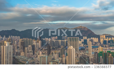 Feb 1 2026 Warm Evening Light Illuminates Hung Hom Skyline Beside Harbour 136388377