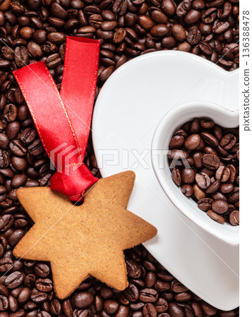 star shaped christmas cookies and coffee beans star shaped christmas cookies and coffee beans 136388478