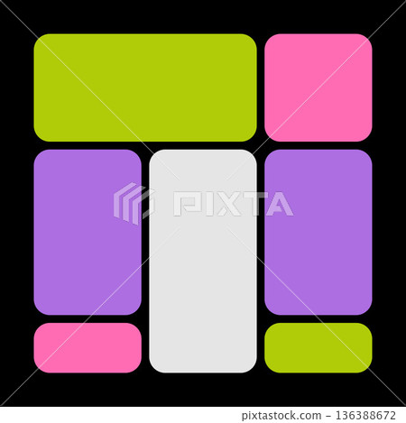 Abstract UI Templates With Blob Geometric Shapes In Bento Grid Style. Y2K Background With Simple Frames And Futuristic Layout Style. Vector Flat Design With Geometric Pattern For Stylish Collages Abstract UI Templates With Blob Geometric Shapes In Bento Grid Style. Y2K Background With Simple Frames And Futuristic Layout Style. Vector Flat Design With Geometric Pattern For Stylish Collages 136388672