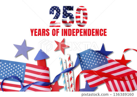 Festive decor shows the 250 years of independence for USA 136389160