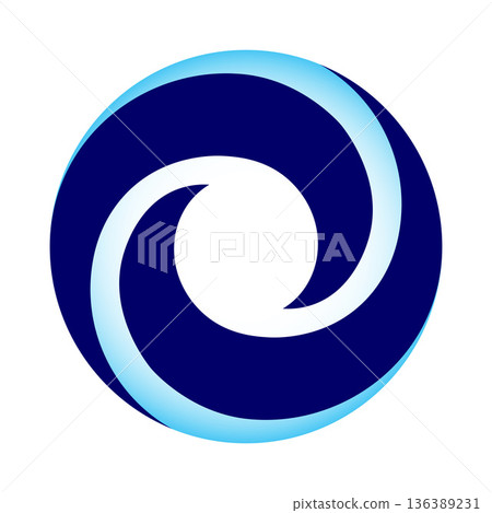 A circular logo in the shape of a spiral, 136389231