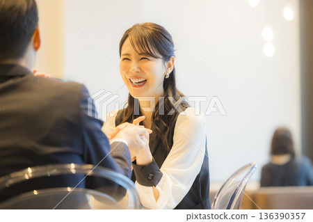 Couple in a hotel restaurant 136390357