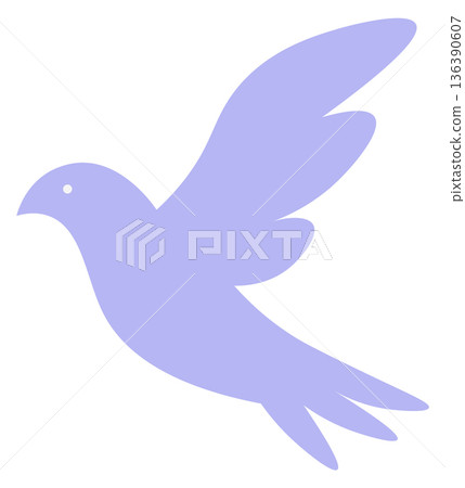 Flying winged dove silhouette in decorative folk style Flying winged dove silhouette in decorative folk style 136390607