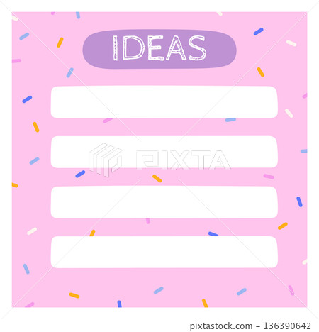 Ideas list template. Diary sheet. Planner page 136390642