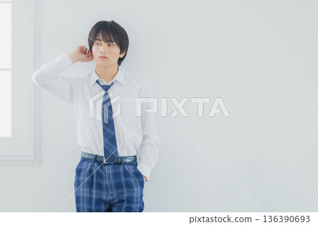 Male high school student studying 136390693