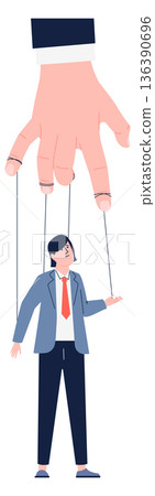 Hand control businessman. Puppet master manipulating person 136390696
