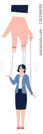 Woman on strings. Controlling hand. Puppeteer color icon 136390699