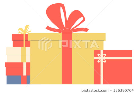 Gift box pile. Holiday sale shopping. Party presents 136390704