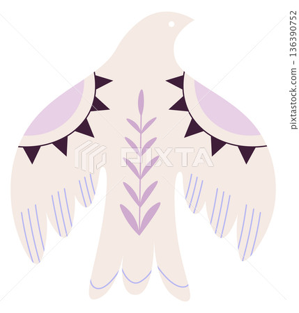 Bird silhouette with floral ornament. Stylized shape motif Bird silhouette with floral ornament. Stylized shape motif 136390752