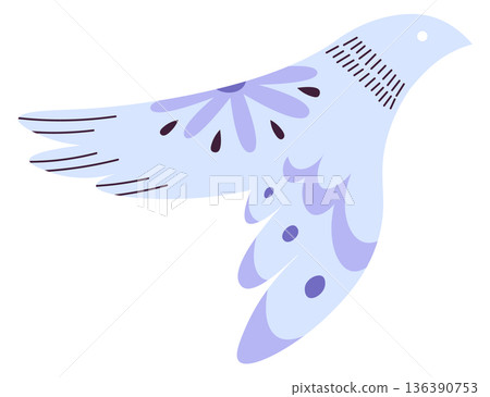 Decorative bird. Folk pattern motif color element Decorative bird. Folk pattern motif color element 136390753