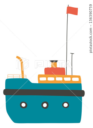 Funny boat icon. Nautical transport in scandinavian style 136390759