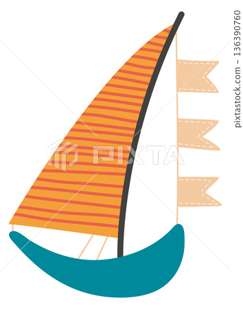 Yacht icon. Cute sail ship. Marine travel Yacht icon. Cute sail ship. Marine travel 136390760