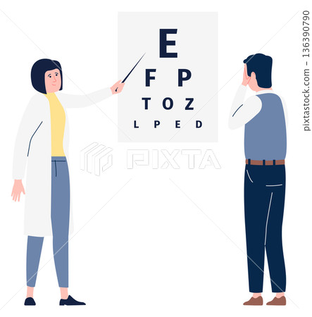 Ophthalmologist check patient vision. Eye health concept Ophthalmologist check patient vision. Eye health concept 136390790