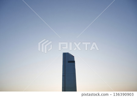 beautiful sunset in the city 136390903