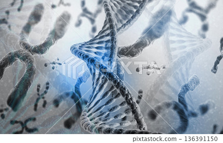 DNA strands on science background 136391150