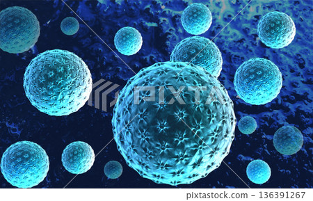 Microscopic view of virus, bacteria, cell infected organism Microscopic view of virus, bacteria, cell infected organism 136391267