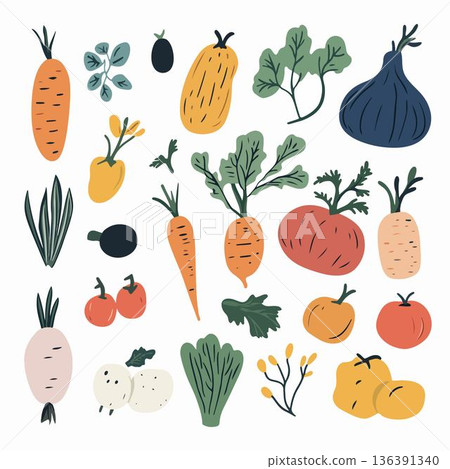 vegetables collection on white background 136391340