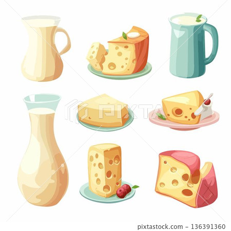 set of milk products 136391360