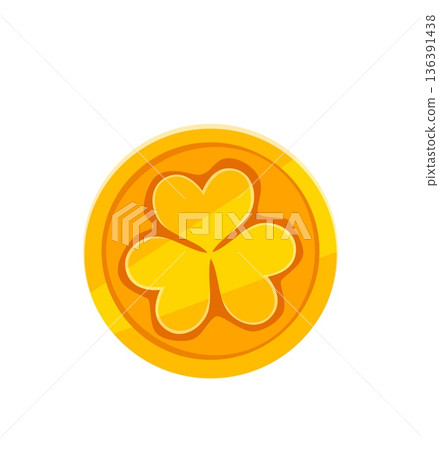 St Patricks font golden coin punctuation period. March celebration typeset vector element, Irish folk font sign. Saint Patricks day holiday typeface special symbol with shamrock clover on golden coin St Patricks font golden coin punctuation period. March celebration typeset vector element, Irish folk font sign. Saint Patricks day holiday typeface special symbol with shamrock clover on golden coin 136391438