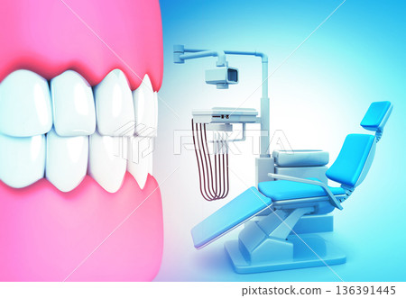 Human tooth with Dental Chair Human tooth with Dental Chair 136391445