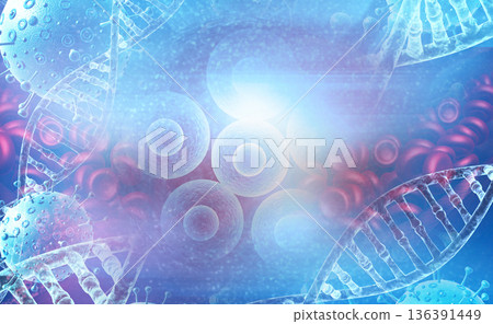 DNA strands on science background 136391449