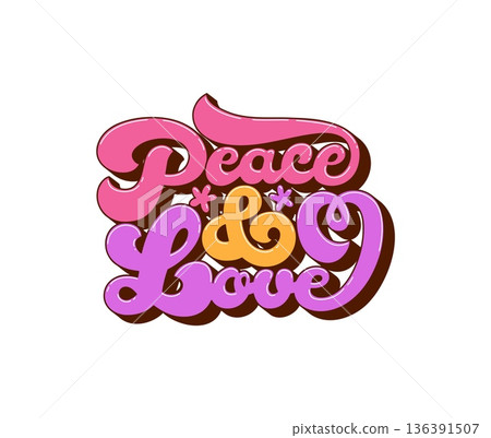 St Valentine's day peace and love groovy hippie quote. Saint Valentine festive funny groovy lettering, love celebration hippie quote. Romantic holiday typography St Valentine's day peace and love groovy hippie quote. Saint Valentine festive funny groovy lettering, love celebration hippie quote. Romantic holiday typography 136391507