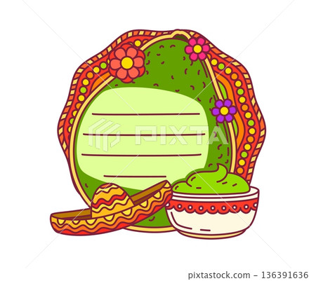 Mexican food avocado kids memo note template. Child diary vector Hispanic culture memo note, planner Mexican label. kids schedule Mexico sticker with whole avocado, bowl of sauce and sombrero hat Mexican food avocado kids memo note template. Child diary vector Hispanic culture memo note, planner Mexican label. kids schedule Mexico sticker with whole avocado, bowl of sauce and sombrero hat 136391636