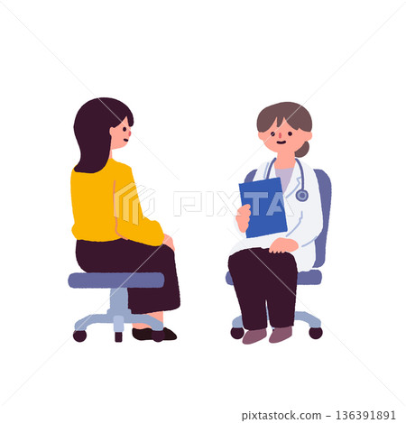 Doctor and female patient examination/medical consultation illustration Doctor and female patient examination/medical consultation illustration 136391891