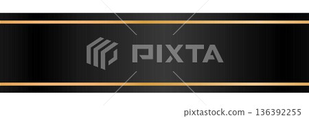 Black ribbon banner with gold frame on white background. Long black colored ribbon banner. Vector Black ribbon banner with gold frame on white background. Long black colored ribbon banner. Vector 136392255