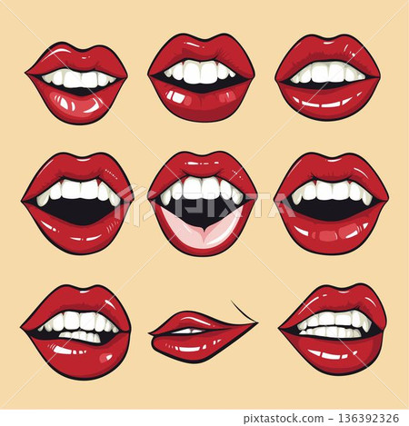 set of female lips 136392326