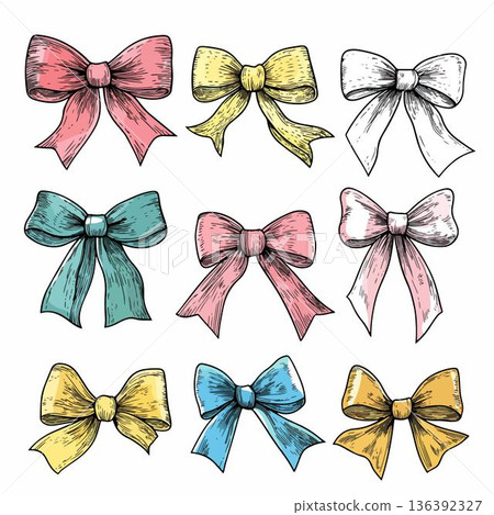 set of purple bows 136392327